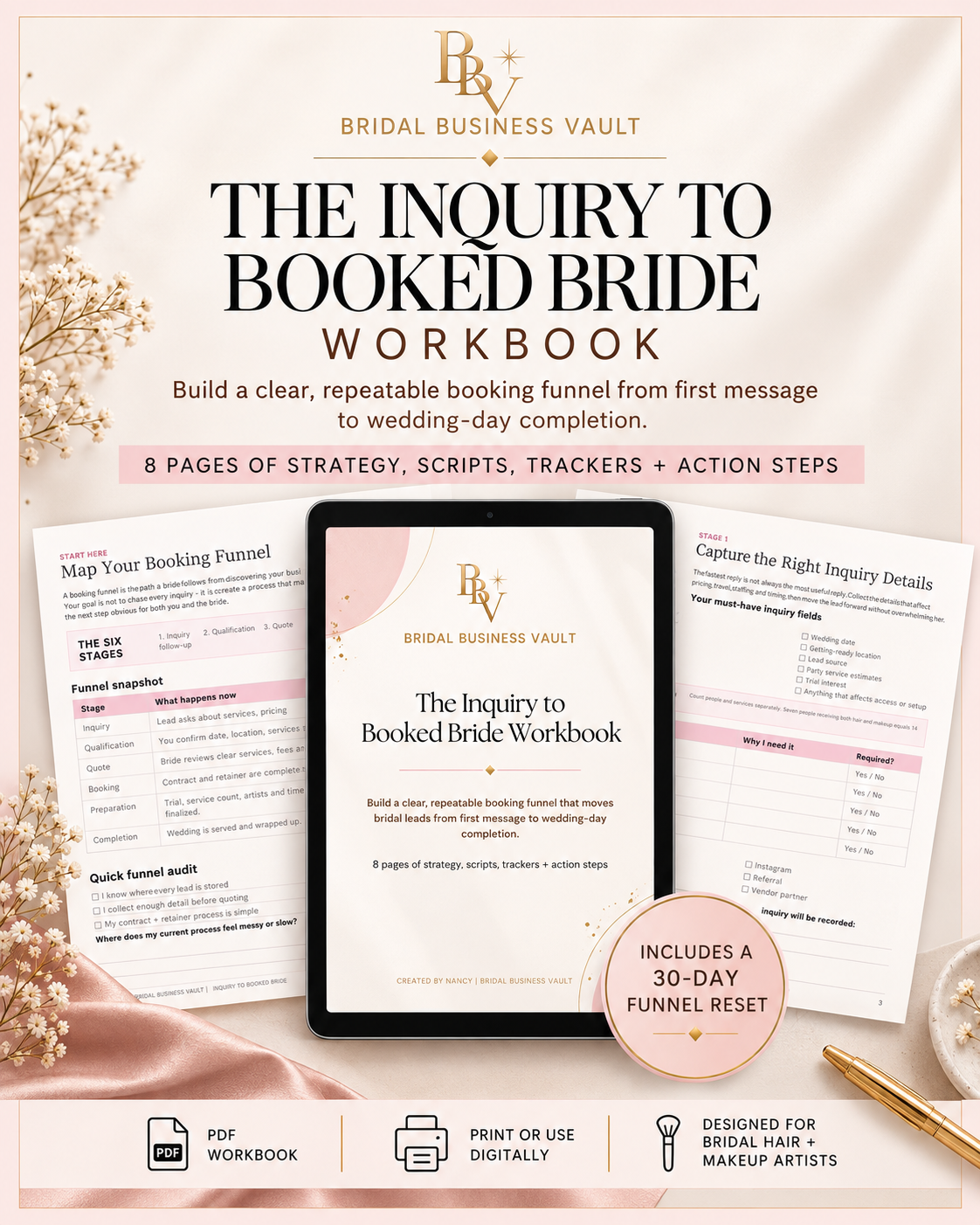 The Inquiry to Booked Bride Workbook | Bridal Booking System